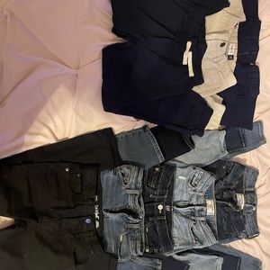 Bundle= 9 pairs of size 7 boys pants (6 jeans & 3 dress) all like new GAP Ect.